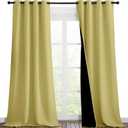 NICETOWN Paler Yellow Full Shade Curtain Panels, Pair of Thermal Insulated & Energy Efficiency Blackout Drapes for Living Room Windows, Lined Silky Performance Window Dressing (46" Wide x 90" Long)