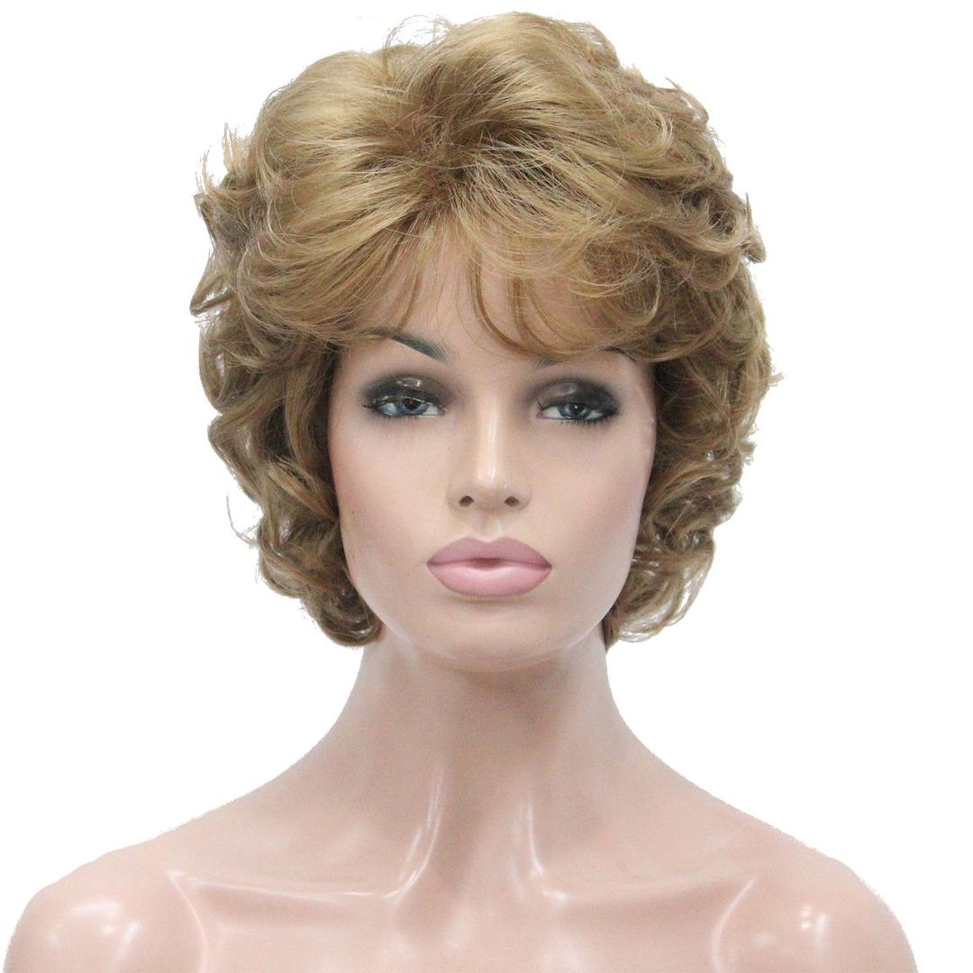 Lydell Women's Short Curly Wavy Wig Synthetic Hair Full Wig 6 inches (19 Light Strawberry Blonde)