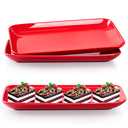 DELLING 3 Pack Rectangular Serving Platter and Trays, 12" Appetizer/Salad/Dessert Plates, Entertaining, Party, Romantic Date, Red