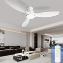 52" White Low Profile Ceiling Fan with Lights and Remote | Flush Mount, ABS Blades, Dimmable, 6 Speed, Quiet DC Motor, Timer, Modern, For Bedroom Living Room Farmhouse