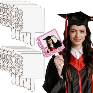 12 Pcs Sublimation Graduation Fans Blank 12"x8", MDF Sublimation Grad Fans Sign, Wood 2026 Sublimation Graduation Blanks Bulk for DIY Photo Gifts, Picture Frame, Ceremony, Party (Style 2026)