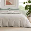 Bedsure Queen Duvet Cover with Fitted Sheet - Soft Double Brushed Bedding Set with Zipper Closure, 4 Pieces, Includes 1 Duvet Cover (90"x90"), 1 Fitted Sheet, 2 Pillow Shams, NO Comforter, Linen