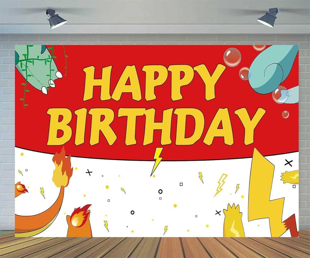 7x5ft Cartoon Game Birthday Backdrop Magical Pet Red and White Photography Backdrops Kids Party Supplies Happy Birthday Party Decorations