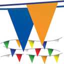 Pennant Banner Flags - OSHA 500lb Rated Safety Rooftop Flagging Barrier Traffic Party & Events - 105ft Strand Fade Resistant (Multicolored, 9"x12"x105ft)