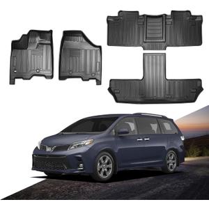 Fit for Sienna 2013-2020 Floor Mat 3 Rows Liners All Weather Custom Black TPE Car Mats Compatible for Toyota Sienna 2013 2014 2015 2016-2020 Accessories 1st, 2nd and 3rd Row7 Passenger Model