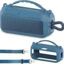 JCHPINE Silicone Cover Case for Bose SoundLink Plus Portable Speaker, Protective Soft Silicone Case with Carrying Handle and Shoulder Strap (Blue Dusk)
