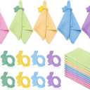 Whaline 10 Sets Easter Pastel Cloth Napkins with Wooden Bunny Napkin Rings 5 Colors Rabbit Napkins Holders for Spring Holiday Party Dinner Table Setting Decor Supplies