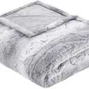 Beautyrest Zuri Reversible Faux Fur to Mink Electric Blanket, Auto Shut Off, Virtually Zero EMF, Multi Heat Setting, UL Certified, Machine Washable, Grey Tip Dye Throw 50x70