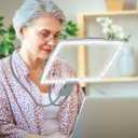 Large Hands Free Magnifying Glass with Light 50 Ultra-Bright LEDs Neck Magnifying Glass with Light Horizontal and Vertical Viewing with Flexible Gooseneck for Reading Sewing Repair Seniors Beading