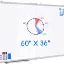 White Board Dry Erase 60 x 36maxtek Large Magnetic Whiteboard 5' X 3' Dry Erase Board Foldable with Long Marker Tray for Wall-Mounted Aluminum Memo Board Supplies for Class Office & Home