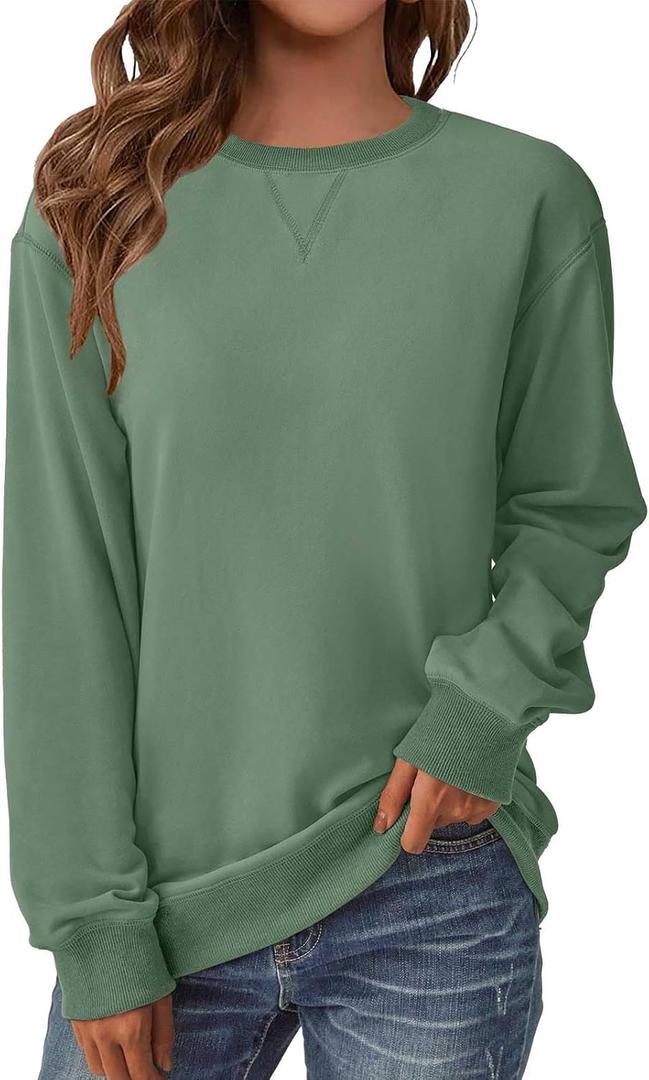 GKBK Womens Casual Long Sleeve Sweatshirt Crew Neck Crewneck T Shirt Tshirt Cute Pullover Tops Relaxed Fit Thin Soft Comfy Light Weight Loose Fit Sweater 2026 Fashion Clothes Trendy Outfits Green XXL (Green, XXL)