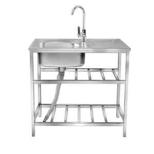 Outdoor Utility Sink,Free Standing Stainless Steel Laundry Tub, Single Bowl Portable Washing Hand Basin Station,with Cleaning Table&Storage Shelves for Garage, Restaurant, Kitchen,Camping, Backyard. Size:
29.5*15.7*29.5in