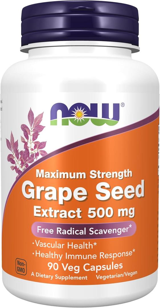 Now Supplements, Grape Seed Extract, Maximum Strength 500 mg, 90 Veg Caps (EXP 02/01/28)