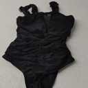 Tempt Me Women One Piece Swimsuit High Neck Plunge Ruched Tummy Control Bathing Suit (Black) M