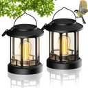 Solar Lights Outdoor Hanging Lantern, Solar Lanterns Waterproof for Patio Decor with Clip, Retro High Brightness Solar Powered Hanging Lamp for Garden, Path, Walkway, Porch, Pack 2