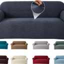 Mrcrypos Stretch Sofa Covers for 3 Cushion Couch Includes a Pillow Cover Washable Sofa Slipcover Furniture Protector with Non Skid Foam and Elastic Bottom for Kids,Pets Dog(Sofa,Dark Gray)