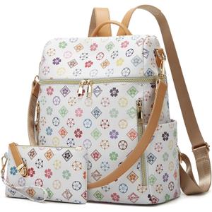 Makes Backpack Purse for Women PU Leather Travel Satchel Handbag Convertible Design Bag with Purse (Triwhite Triple Zip)