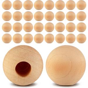 Pinkunn 50 Pcs Wood Finials Dowel Rods Caps 1/2 Inch Hole Unfinished Wood Drawer Knobs Pulls Handles Small Round Wooden Rods Caps for Crafts, DIY, Cabinet, Furniture, Drawer