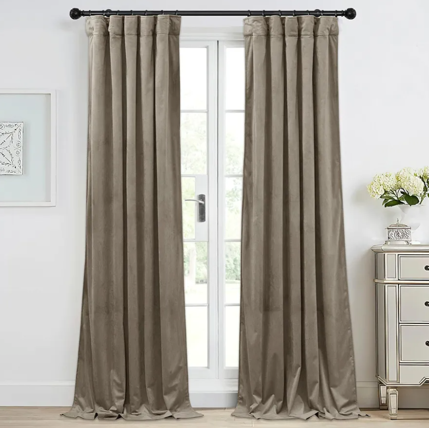 StangH 100% Blackout Velvet Curtains for Bedroom Camel Beige Double Layers Heavy Thick Window Drapes for Living Room Thermal Insulated Noise Reducing Curtains, W52xL84, 2 Panels