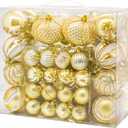 48PCS Christmas Balls Ornaments Set, 3.15 Inch Plastic Gold Christmas Baubles Hanging Balls for Xmas Tree Decorations