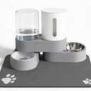 Gravity Cat Feeder 2 Pack Automatic Food Feeder and Water Dispenser Set Detachable Pet Bowl with Silicone Mat for Cats Small Medium Dogs, Large Capacity(Grey)