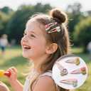 24 pcs Girls Flower Hair Clips Cute Candy Color Metal Snap Hair Clips for Little Girls Adolescent Woman Cartoon Design HairpinsColourful