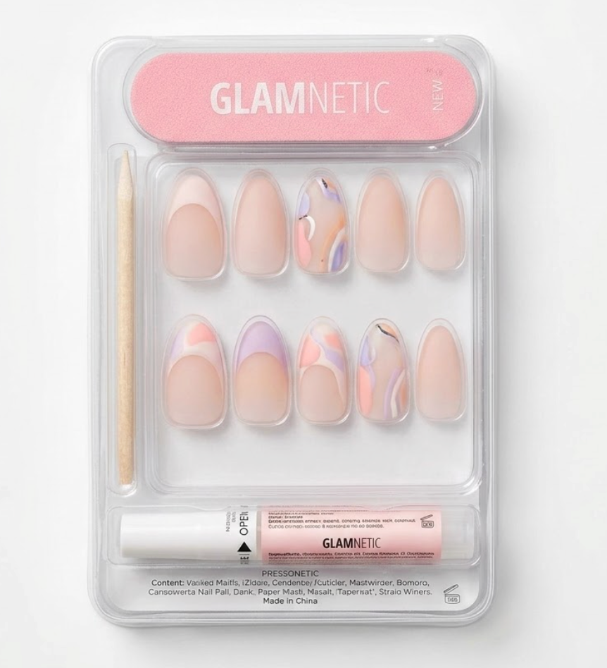 Glamnetic Glue On Nails Cow Print French Tips
Full Cover Stick on Nail for Women Nail Manicure Decoration
 10 nails