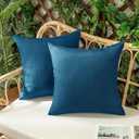 Woaboy Set of 2 Outdoor Waterproof Throw Pillow Covers Decorative Farmhouse Pillowcase Solid Cushion Cases for Patio Tent Balcony Couch Sofa Car Blue 18x18 inch