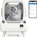 Automatic Cat Litter Box Self Cleaning - App Control, Cat Toilet Records, Suitable for Medium Cats and Kittens, Anti-Pinch Safety, Low Noise Operation, Assembly Required- White
