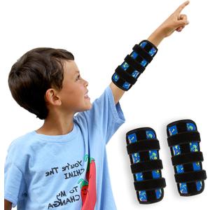 2 Pcs Thumb Sucking Deterrent, Dinosaur Elbow Thumb Guard for Thumb Sucking, Nail Biting Treatment for Kids Prevention Anti Nose Picking for Boys Girls Finger Sucking Prevention (Blue)