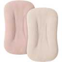 Muslin Baby Lounger Cover for Newborn & Infant, 100% Cotton Soft and Breathable Lounger Slipcover for Baby Girls and Boys, Pack of 2 (Pink, Ivory)