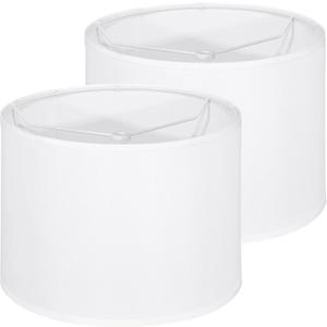 White Lamp Shades Set of 2, Drum Large Lampshades 13" Top x 13" Bottom x 10" High, Replacement Lamp Shades Natural Linen for Table Lamps Floor Lamps, Easy Assembly Required