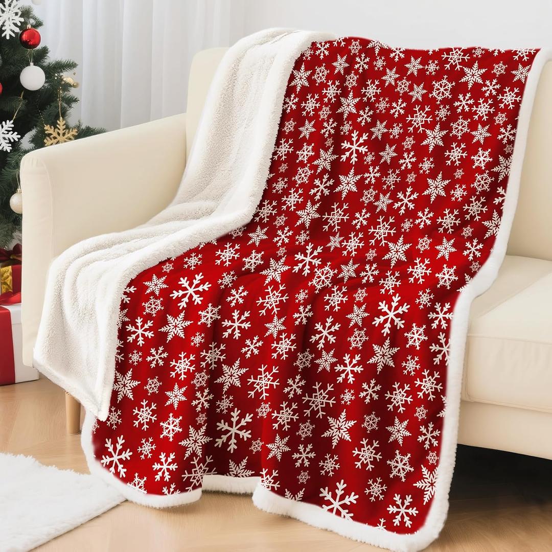 Bemaystar Christmas Sherpa Blanket - 50x60 Inch Christams Throws for Couch Sofa Bed,Christmas Decorations Gifts for Women, Kids,Adults
