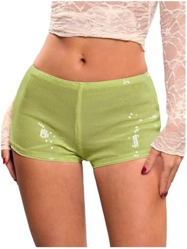 SweatyRocks Women's Sparkly Sequin Mini Shorts Low Rise Y2k Party Rave Booty Shorts Hot Pants Size S