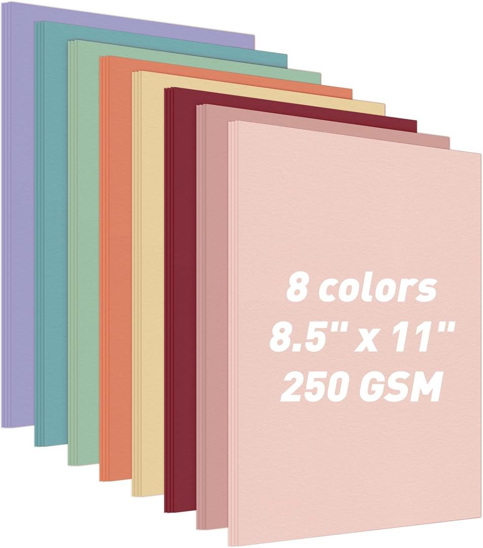 MAXECHO 8.5"x11" Colored Cardstock 32 Sheets, 250gsm/92lb Double-Sided Heavyweight Assorted Color Card Stock for Printer, Cricut, DIY Crafts, Card Making, Die Cutting, Scrapbooking, Construction Paper