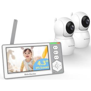 Baby Monitor with 1 Cameras Standby for 26-Hour Battery, Remote Control 4.3'' IPS Video Baby Monitor No WiFi Up to 1000ft Range, ECO, Night Vision, Temperature, 2-Way Talk, 8 Lullabies