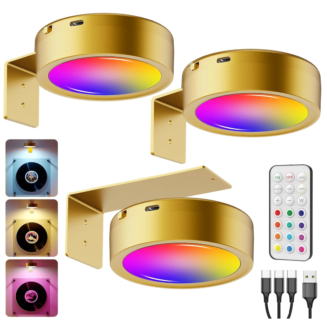 Wireless Rechargeable Above Picture Lights for Wall, 3 Pack 2600mAh Battery Art Light for Paintings Cordless Over Photo Frame Lights LED Gallery Lamp Remote Magnetic Puck Lighting for Poster Artwork