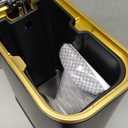 Cesun Small Bathroom Trash Can with Lid Soft Close, 5 Liter/1.3 Gallon Stainless Steel Garbage Can with Removable Inner Bucket, Step Pedal, Slim Waste Basket for Toilet, Office, Bedroom (Black&Gold)