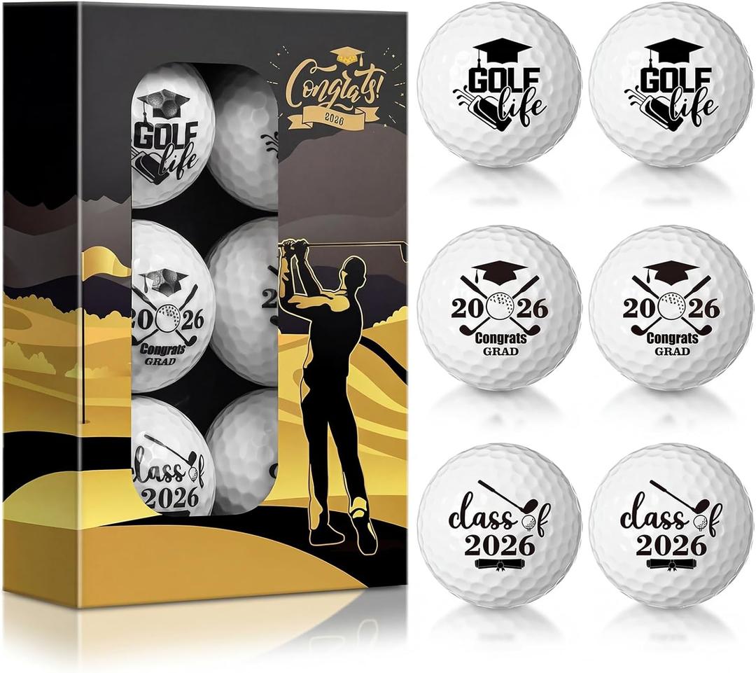 Outus 6 Pack Graduation Golf Balls Gift Set Class of 2026 Funny Golf Ball Senior Night Gifts Celebrate the Season with Fun Holiday Graduation Party Favors Souvenirs for Men Women