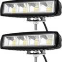 Young Marine 6 inch 72W Waterproof Led Boat Lights Spotlights Deck/ Dock Marine Lights 4000LMS 120°Flood Light Led Light Bar, 2 PACK, 12/ 24 V