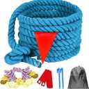 40 Feet Tug of War Rope for Kids and Adults, Outdoor Games Summer Outdoors Yard Backyard Camping Lawn Games for Field Day Family Reunion Birthday Party Team Building Activities Carnival Games (40FT, Blue)