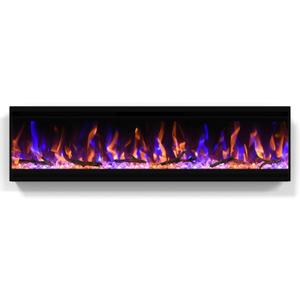 40 inch Electric Fireplace, 4.3" Ultra-Thin Electric Fireplace Inserts, Ultra-Narrow Frame, Wall Mounted and Recessed Fireplace, Log & Crystal, Touch Screen & Remote Control, 1500W