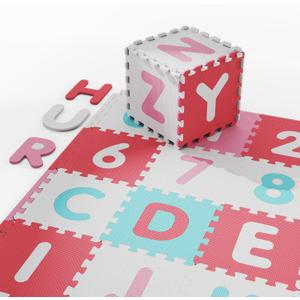 36PCS Foam Floor Tiles Interlocking Puzzle Foam Tiles for Kids Soft Baby Play Mat, 12"x12" Large Educationa Jigsaw Foam Floor Mats for Playroom, Nursery, Gym (D)
