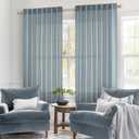 MIULEE Dusty Blue Linen Curtains 54 Inch Length 2 Panels for Bedroom Living Room, Soft Thick Linen Textured Natural Short Window Drapes Semi Sheer Light Filtering Back Tab Rod Pocket Burlap Look Decor, 52"W x 54"L