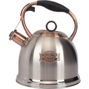 Whistling Stovetop Tea Kettle Food Grade Stainless Steel, Hot Water Fast to Boil for Stove Top-3.0Q (Silver-RW)