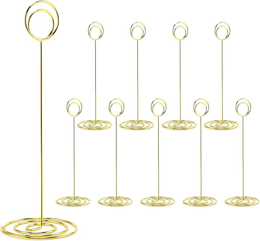 10Pcs Place Card Holder, Table Number Holders, Wire Picture Holder, Table Card Holders Stand, Photo Holder for Centerpieces, Wedding Reception, Party, Birthday (Gold) (Extra Large)