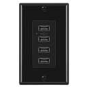 BESTTEN USB Receptacle Outlet, 4.2A/21W High-Speed 4 Port USB Wall Charging Outlet 125VAC Input, Quad Type-A Ports with LED Indicator, Decorator Wallplate Included, UL Listed, Black