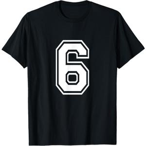 Number 6 Varsity Sports Team Jersey 6th Birthday 6 Years T-Shirt (Small)