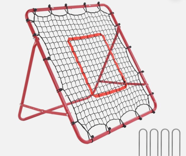 Baseball Rebound Net,Multi-Sports Pitching Rebound Net, 5 Adjustable Angles for Volleyball and Football Training, Red