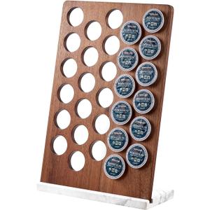 Coffee Pod Holder K Cup Organizer - Acacia Wood Storage Rack with Weighted White Marble Base - 30+ Pod Capacity Countertop Stand - Modern Kitchen Storage Organizer
